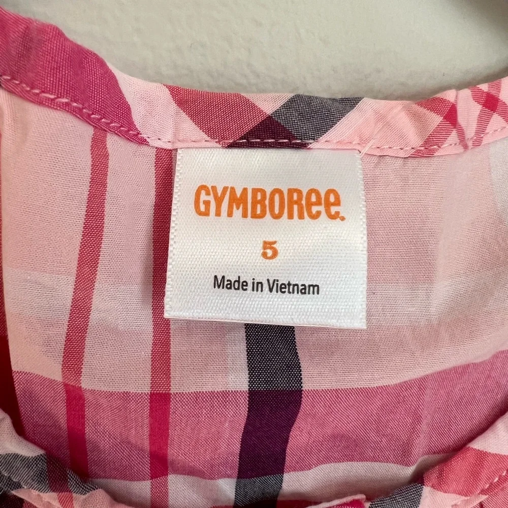 Gymboree Pink‎ and Black Plaid Blouse with Ruffled Hem NWT